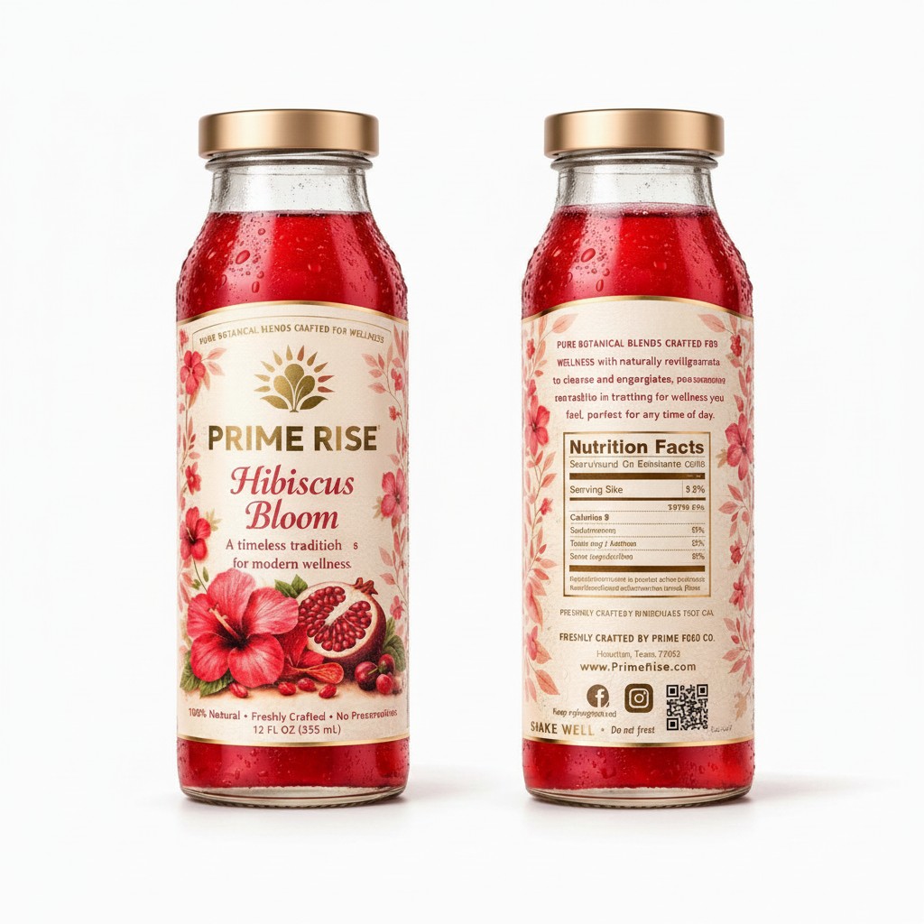Hibiscus Bloom front and back labels