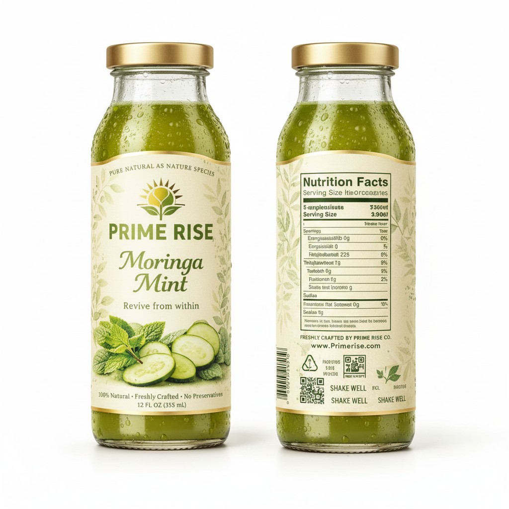 Moringa Mint front and back labels